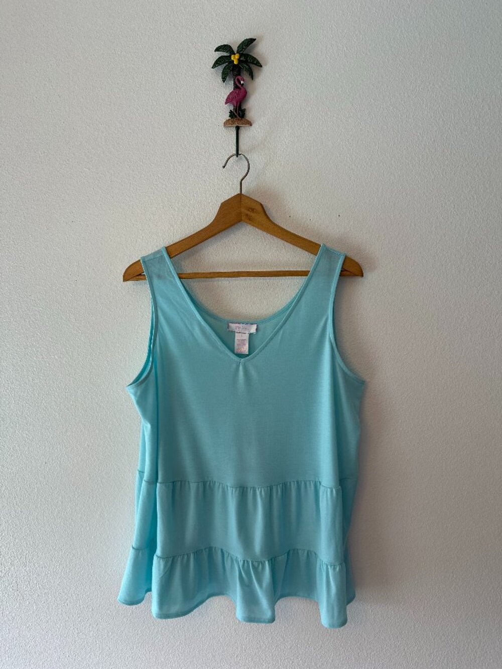 NWT Stella Parker Aqua Tiered Sleeveless Tank Top Size Large